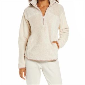 Zella Glacier Furry Fleece Quarter Zip Jacket NWT